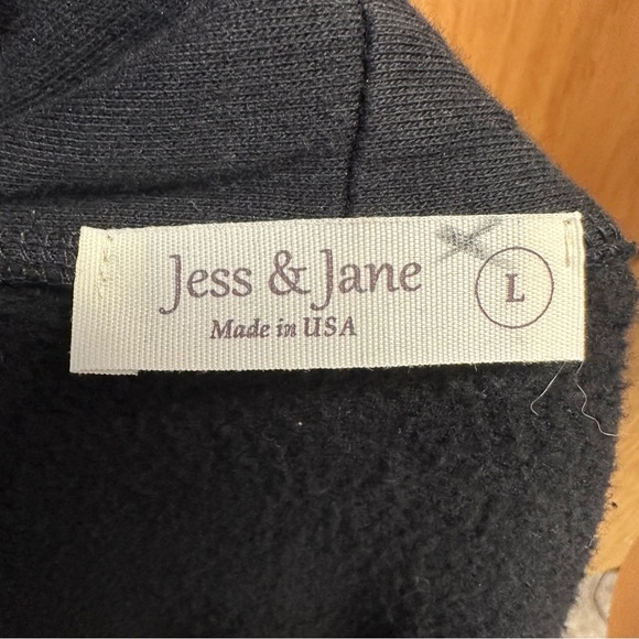 Jess & Jane sweatshirt cardigan black casual comfortable open front size large - Picture 7 of 8